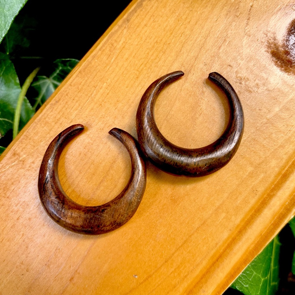🌈 3/$20 HANDMADE GAUGE TAPERED HANGER ORGANIC WOOD EARRINGS